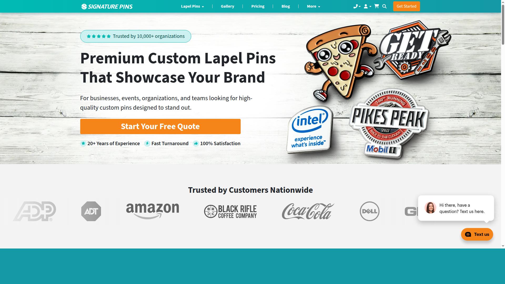 Signature Pins website